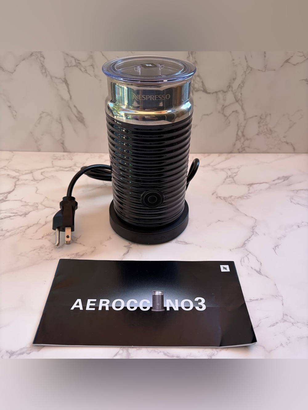 Nespresso Black & Silver Aeroccino Milk Frother